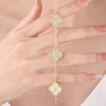 18K Gold Plated Sterling Silver Cubic Zirconia Four - Leaf Clover Bracelet(7.48inch,0.3oz)