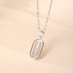 Sterling Silver Cubic Zirconia Embellished "H" Pendant Necklace