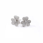 Sterling Silver Cubic Zirconia Flower - Shaped Stud Earrings