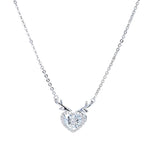 Sterling Silver Cubic Zirconia Heart - Antler Pendant Necklace