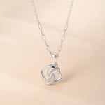 Sterling Silver Cubic Zirconia Twisted Rose Pendant Necklace