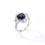 Sterling Silver Majestic Blue Cubic Zirconia Floral Ring