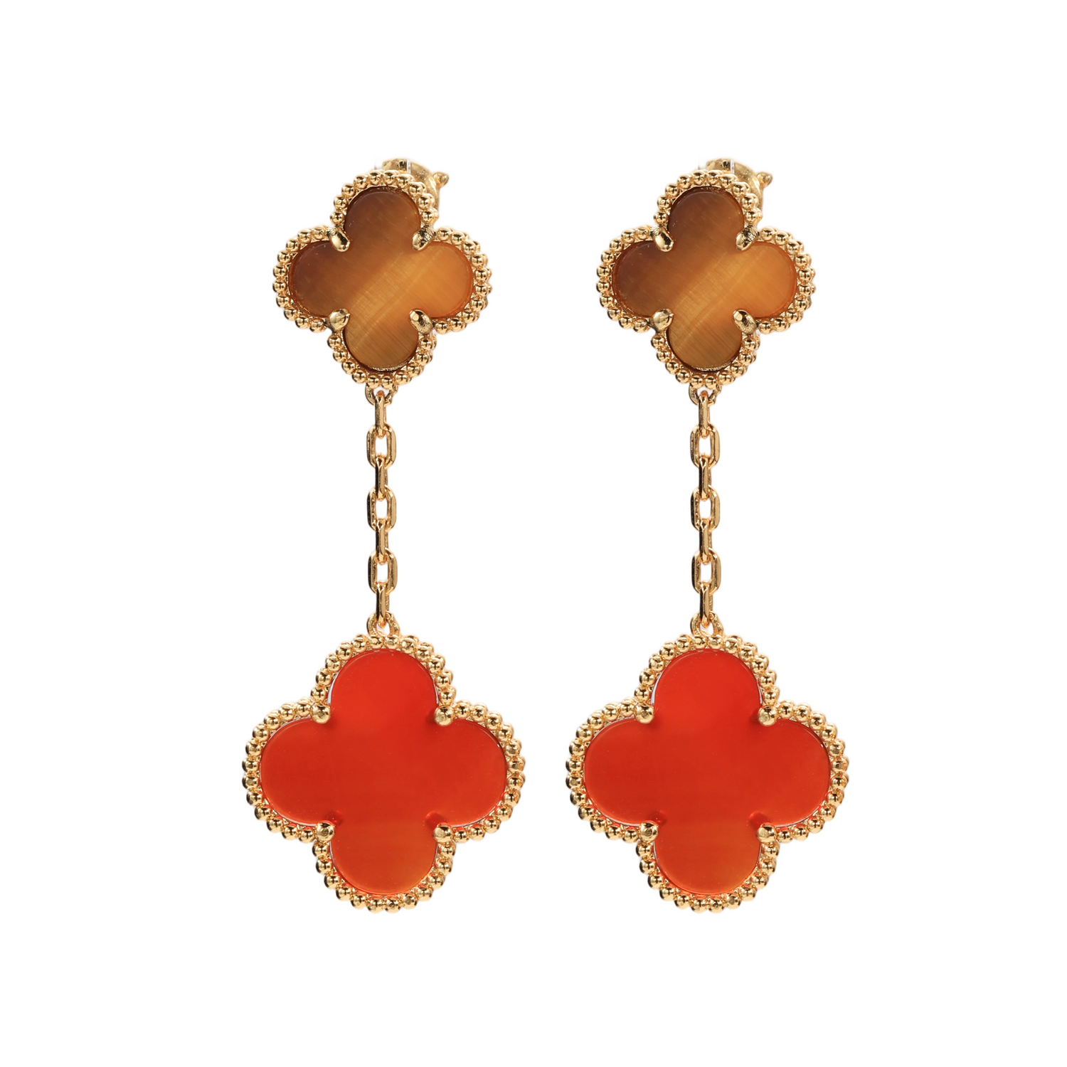 18K Gold Plated Sterling Silver Four - Leaf Clover Dangle Earrings（0.36oz）