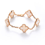 Rose Gold Plated Sterling Silver Mother - of - Pearl Four - Leaf Clover Bracelet（7.48inch,0.3oz） - 