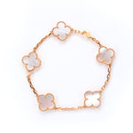Rose Gold Plated Sterling Silver Mother - of - Pearl Four - Leaf Clover Bracelet（7.48inch,0.3oz） - 