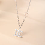 Sterling Silver Cubic Zirconia Embellished Initial Pendant Necklace - 