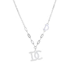 Sterling Silver Cubic Zirconia Embellished Initial Pendant Necklace - 