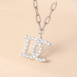 Sterling Silver Cubic Zirconia Embellished Initial Pendant Necklace - 