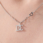 Sterling Silver Cubic Zirconia Embellished Initial Pendant Necklace - 
