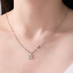 Sterling Silver Cubic Zirconia Embellished Initial Pendant Necklace - 