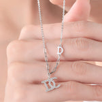 Sterling Silver Cubic Zirconia Embellished Initial Pendant Necklace - 