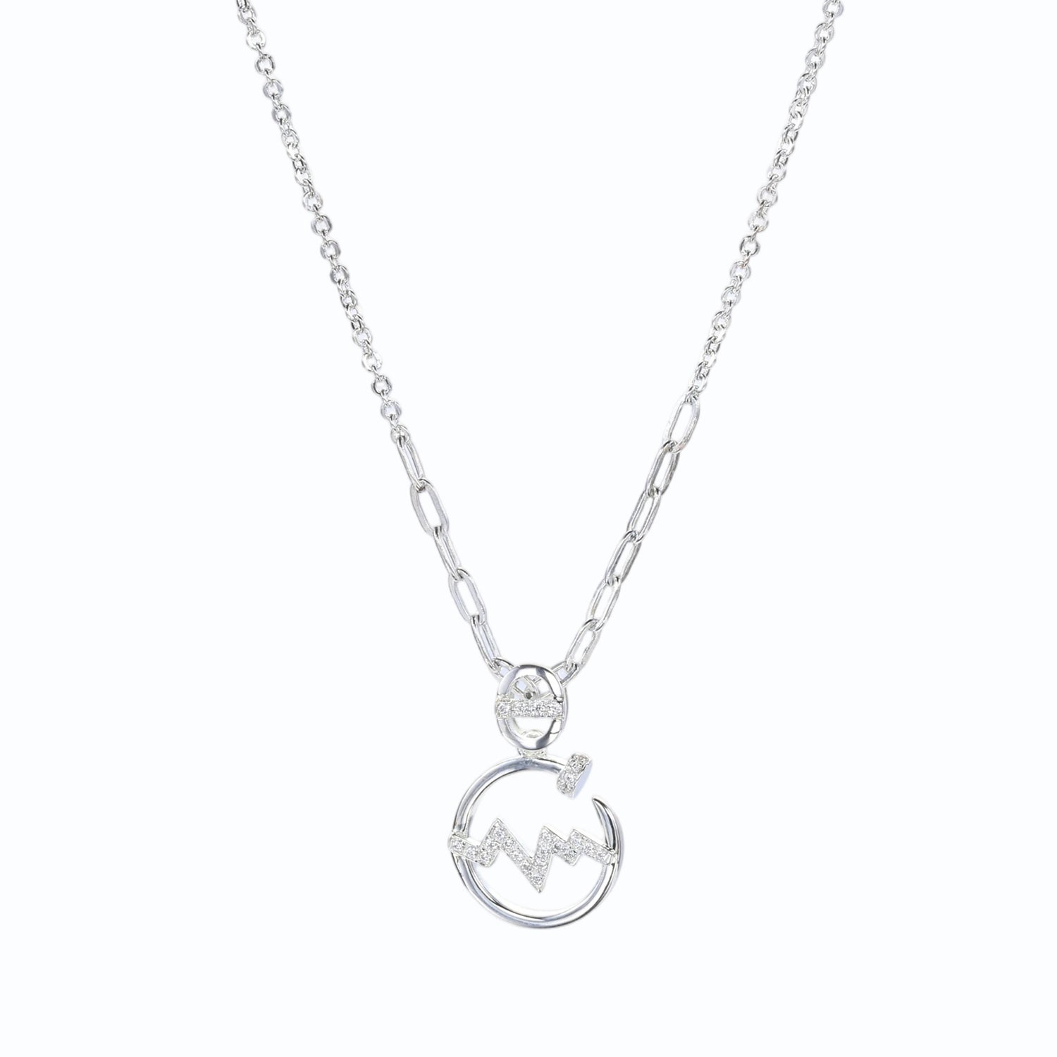 Sterling Silver Cubic Zirconia Zodiac Aquarius Pendant Necklace