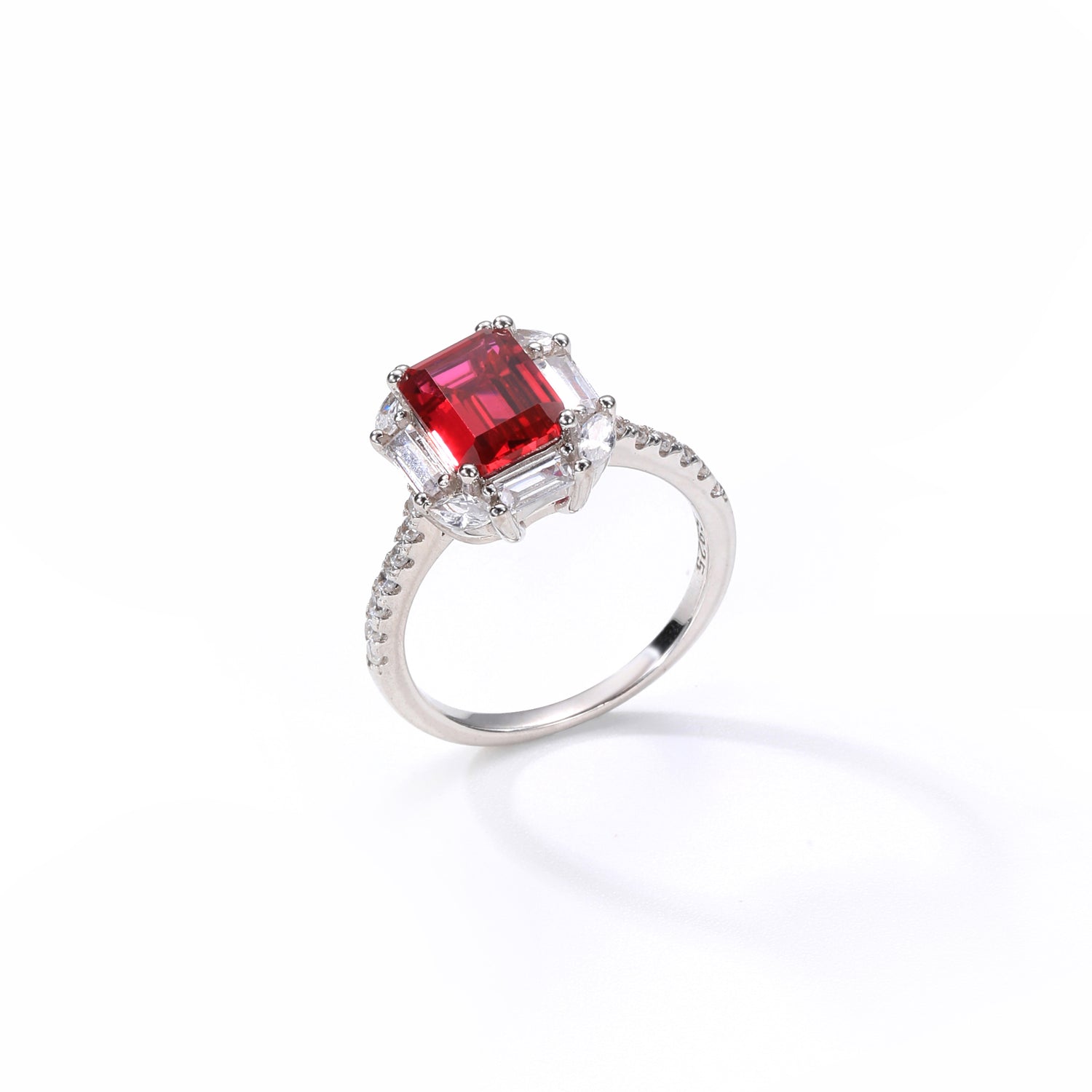 Sterling Silver Ruby - Red Cubic Zirconia Statement Ring