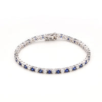 Tennis Bracelet with Blue & White Zircons - Luxury Versatile Personalized Jewelry