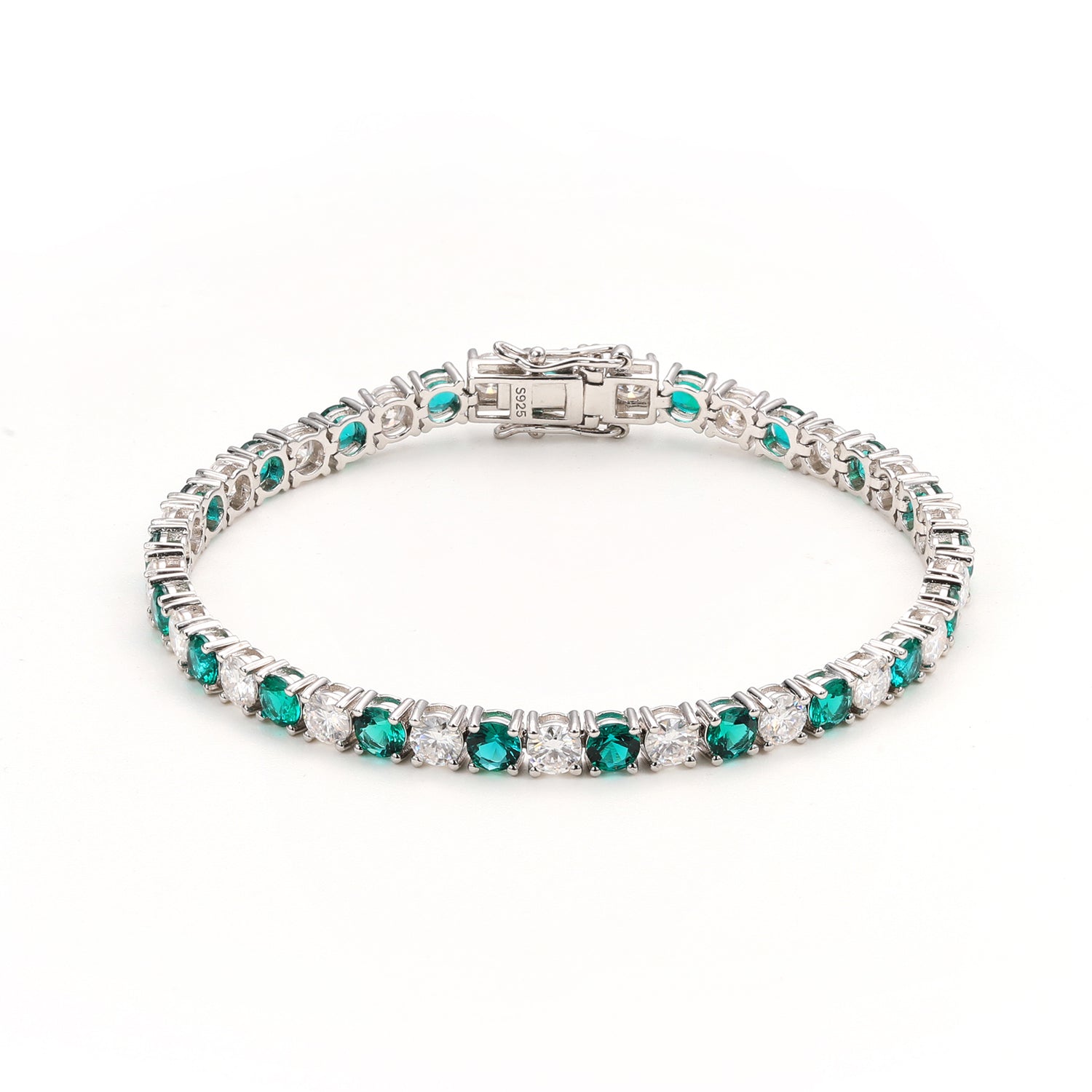 Tennis Bracelet with Emerald & White Zircons - Luxe Personalized Statement Jewelry