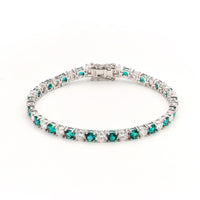 Tennis Bracelet with Emerald & White Zircons - Luxe Personalized Statement Jewelry